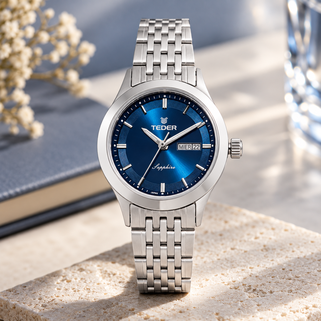 Đồng Hồ Teder Xanh Sapphire Bên Đá Cẩm Thạch